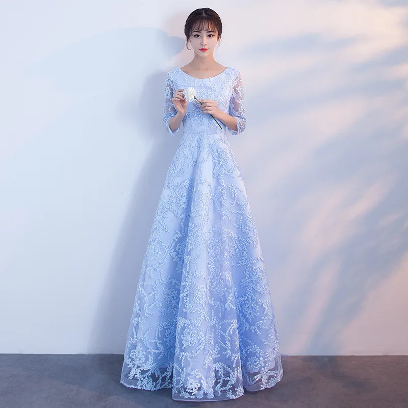 Blue Lace Satin Oriental Style Banquet Dresses Chinese Vintage Wedding Cheongsam Elegant Long Evening Party GownsSize XS - XXL
Blue Lace Satin Oriental Style Banquet Dresses Chinese Vintage Wedding Cheongsam Elegant Long Evening Party GownsSize XS - XXL