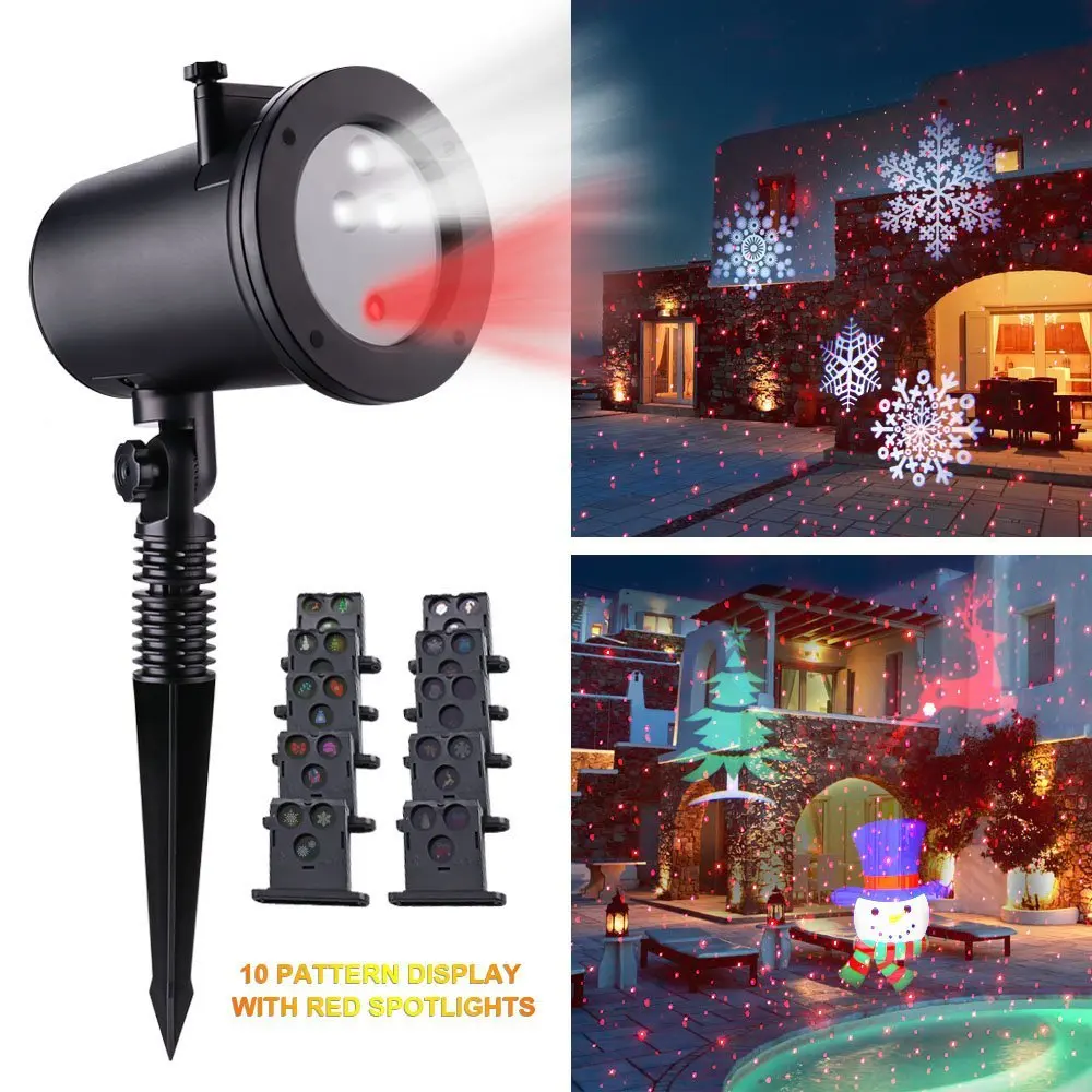 

Holigoo LED Projector Spotlights Rotating Lamp Decorative Light with 10pcs Switchable Pattern Lens for Christmas Halloween Home