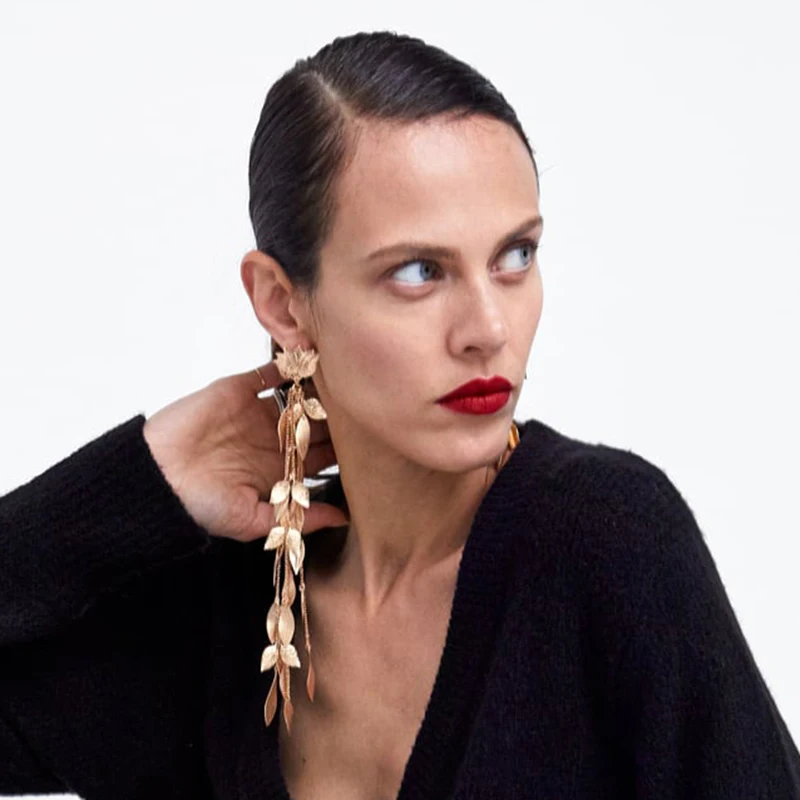 FASHIONSNOOPS Vintage za Design Tassel Earrings For Women Metal Long Leaves Dangle Drop Earring Statement Jewelry
FASHIONSNOOPS Vintage za Design Tassel Earrings For Women Metal Long Leaves Dangle Drop Earring Statement Jewelry