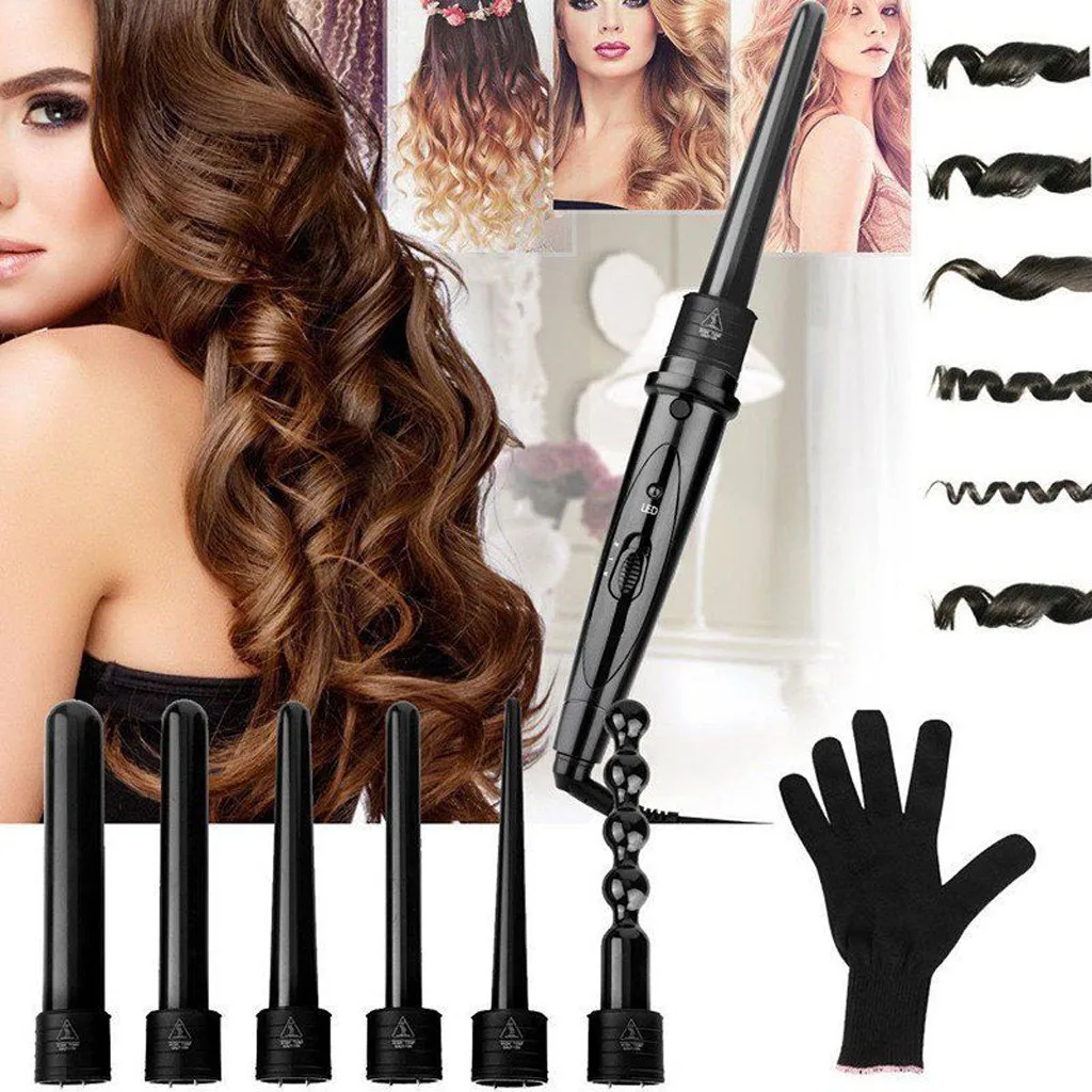 Professional Hair Styling Tools with Heat-resistant Gloves 6 in 1 Curling Iron Wand Hair Curler Set Ceramic Hair Curling Wand
Professional Hair Styling Tools with Heat-resistant Gloves 6 in 1 Curling Iron Wand Hair Curler Set Ceramic Hair Curling Wand
