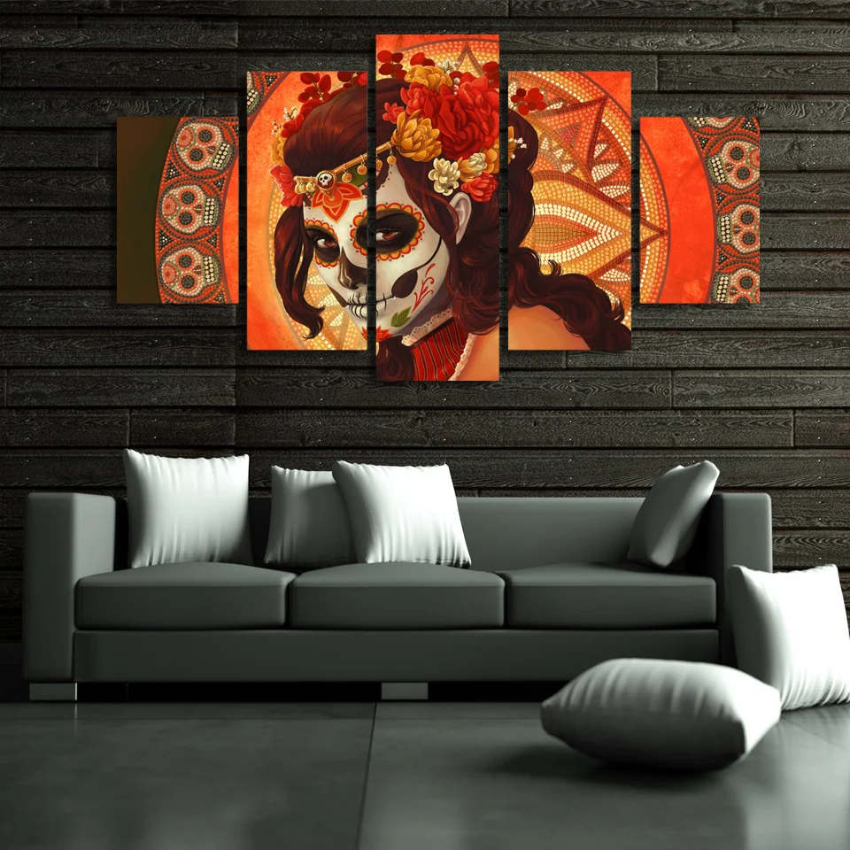 HD 5 piece Canvas Art HD Printed Day of the Dead Face sugar skull Group Canvas Painting Modular Pictures Free shipping DT-039
HD 5 piece Canvas Art HD Printed Day of the Dead Face sugar skull Group Canvas Painting Modular Pictures Free shipping DT-039
