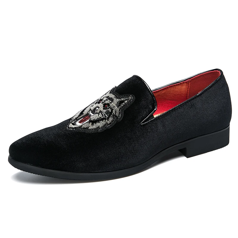 mens shoes suede leather wolf animal luxury brand slip on desinger male spring summer footwear fashion dress oxford shoe for men (5)