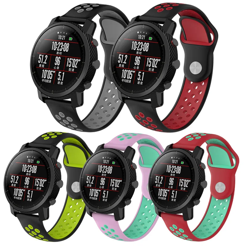 Double Color Silicone Strap for Xiaomi Huami Amazfit 2 Stratos Pace Smart Watch Band for galaxy watch 46mm Bracelet Strap 22MM
Double Color Silicone Strap for Xiaomi Huami Amazfit 2 Stratos Pace Smart Watch Band for galaxy watch 46mm Bracelet Strap 22MM