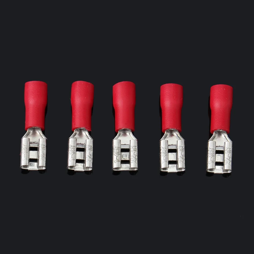 Head Red 22-16AWG Rubber Semi-insulating Crimp Terminal Connector Terminals 4.8mm/10Amp Shovel-shaped
Head Red 22-16AWG Rubber Semi-insulating Crimp Terminal Connector Terminals 4.8mm/10Amp Shovel-shaped