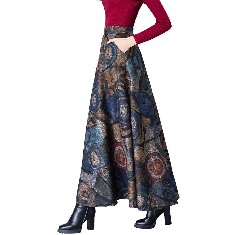 Elegant Autumn Winter Printing Woolen Skirts Womens Jupe Femme Vintage Warm High Waist Wool Skirt Faldas Maxi Long Skirt C4800
Elegant Autumn Winter Printing Woolen Skirts Womens Jupe Femme Vintage Warm High Waist Wool Skirt Faldas Maxi Long Skirt C4800