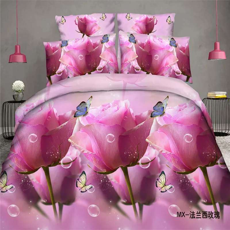 Home Textile Bedding Set 3D flowers Roses lilacs Pastoral style 4pcs Duvet Cover Sets Soft Polyester Bed Linen Flat Bed Sheet
Home Textile Bedding Set 3D flowers Roses lilacs Pastoral style 4pcs Duvet Cover Sets Soft Polyester Bed Linen Flat Bed Sheet