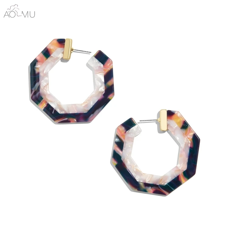AOMU Exaggeration Geometric Hexagon Acetate Acrylic Two-tone Pattern Big Hoop Earrings for Women Girl Party Gift Jewelry Bijoux
AOMU Exaggeration Geometric Hexagon Acetate Acrylic Two-tone Pattern Big Hoop Earrings for Women Girl Party Gift Jewelry Bijoux