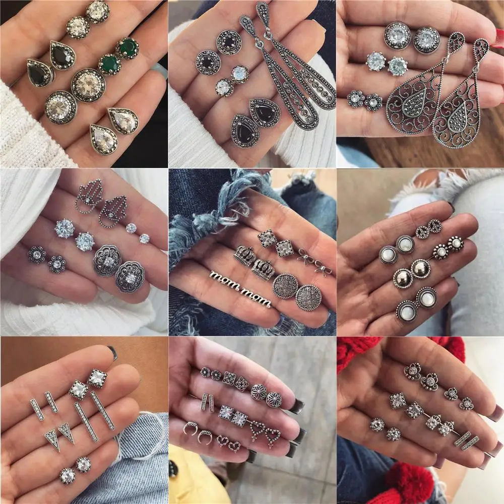 Modyle 5Pairs/set Silver Color CZ Stone Stud Earrings Set Bohemia Crystal Earrings for Women Jewelry
Modyle 5Pairs/set Silver Color CZ Stone Stud Earrings Set Bohemia Crystal Earrings for Women Jewelry