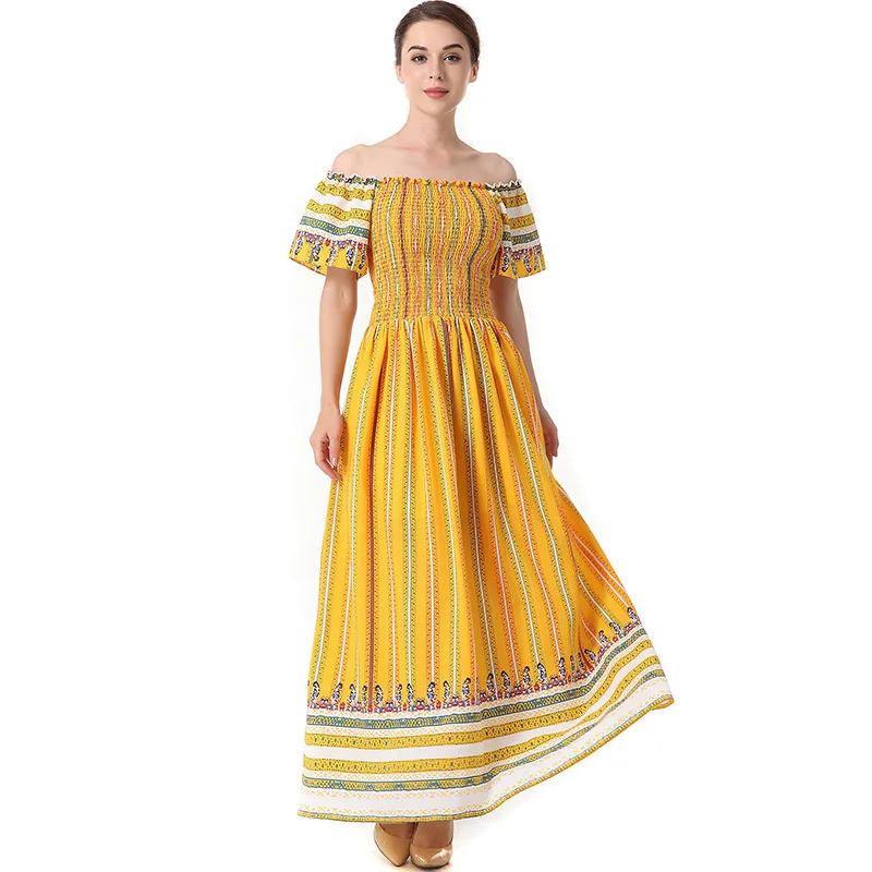 YSMILE Y Summer Personality Fashion Dress Print Striped Slash Neck Bohemian Style Ankle-Length Dress Female Holiday Beach Dress
YSMILE Y Summer Personality Fashion Dress Print Striped Slash Neck Bohemian Style Ankle-Length Dress Female Holiday Beach Dress