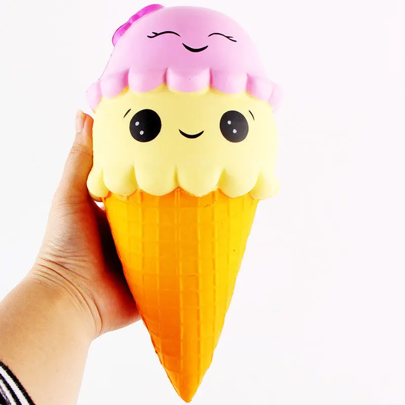 

Jumbo 22CM Cartoon Double Smiley Face Ice Cream Squishy Slow Rising Sweet scented Charms Food rebound Bread Kid Toys Phone Strap