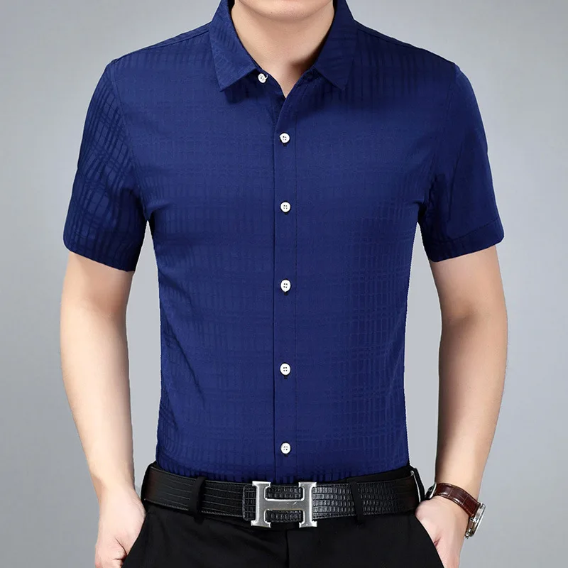 Men's Cotton Shirt Short Sleeves Solid Business Shirt Summer 2019 Fashion Men Smart Casual New Shirts WHITE Navy BLUE
Men's Cotton Shirt Short Sleeves Solid Business Shirt Summer 2019 Fashion Men Smart Casual New Shirts WHITE Navy BLUE