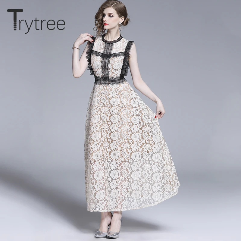 Trytree Summer Women Dress Elegant Apricot O-Neck Lace Polyester Casual Dresses Zipper A-line Ankle-Length High Street Dress
Trytree Summer Women Dress Elegant Apricot O-Neck Lace Polyester Casual Dresses Zipper A-line Ankle-Length High Street Dress