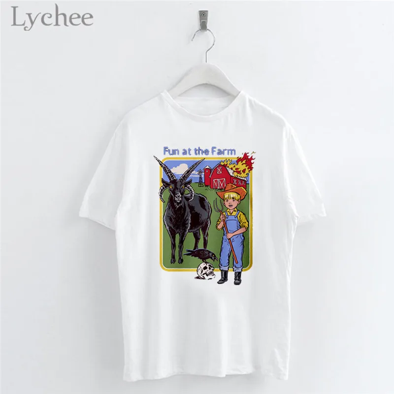 Lychee Trendy Letter Cartoon Print Women White T-Shirt Casual Short Sleeve O-Neck Female T Shirts Female Tee Top
Lychee Trendy Letter Cartoon Print Women White T-Shirt Casual Short Sleeve O-Neck Female T Shirts Female Tee Top