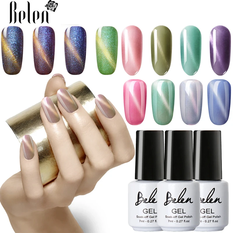 

Belen Cat Eye Series Shell Jade Chameleon Gel Nail Polish Hybrid Varnish Lucky Lacquer Primer Base Top 3D Magnetic Lacquer 7ML