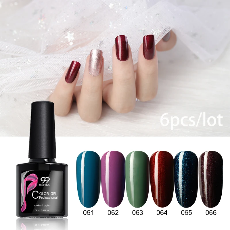 MSHING99 Nail art manicure UV LED Nail gel polish Color61-66 6pcs/lot primer for permanent enamels hybrid varnishes nail polish
MSHING99 Nail art manicure UV LED Nail gel polish Color61-66 6pcs/lot primer for permanent enamels hybrid varnishes nail polish