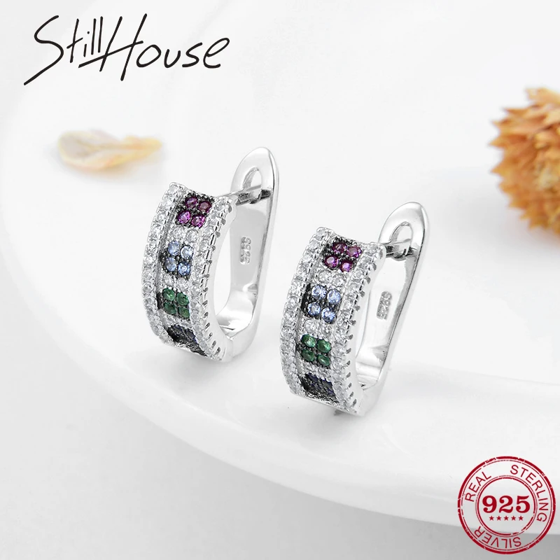 Authentic 925 Sterling Silver Colourful square CZ for women Earings fashion jewelry women accessories stud earrings Handmade
Authentic 925 Sterling Silver Colourful square CZ for women Earings fashion jewelry women accessories stud earrings Handmade