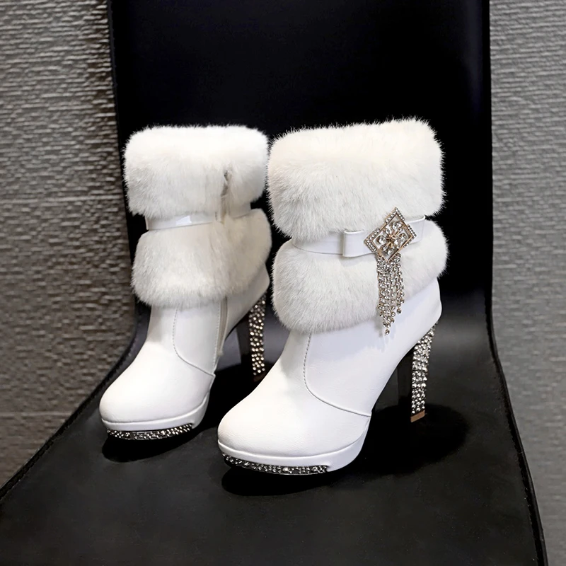 2018 fashion Fur Women Winter Boots Fashion Round-Toe Platform Thick High Heel Boots Zipper Solid Women Black White Boots 10cm
2018 fashion Fur Women Winter Boots Fashion Round-Toe Platform Thick High Heel Boots Zipper Solid Women Black White Boots 10cm