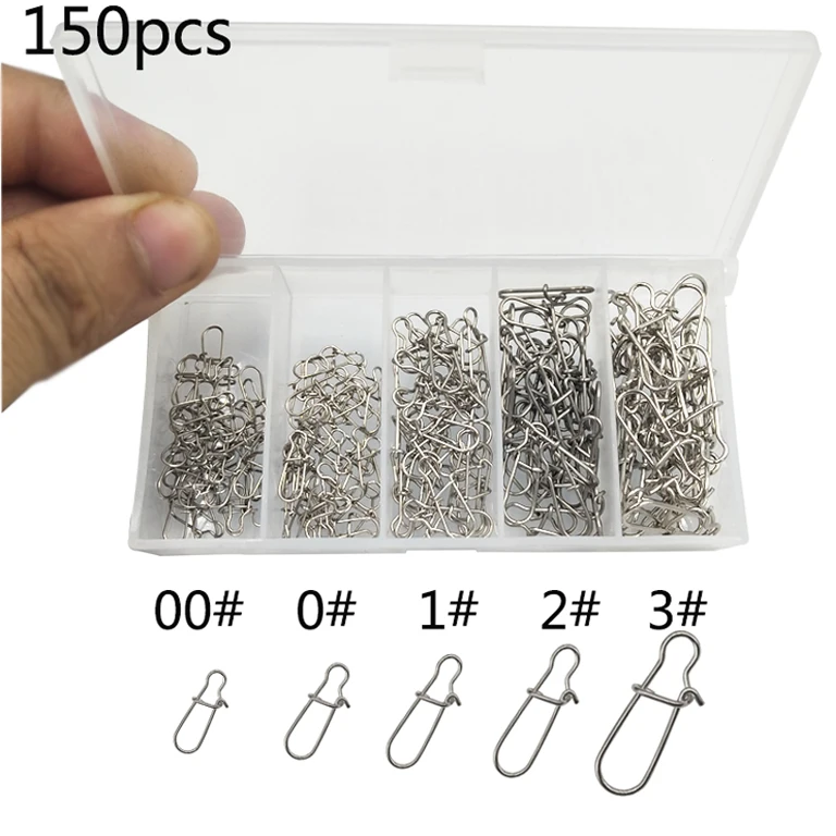 150pcs/box Stainless Steel Hook Fast Clip Lock Snap Swivel Solid Rings Safety Snaps Fishing Hook Connector Accessories 00#-3#
150pcs/box Stainless Steel Hook Fast Clip Lock Snap Swivel Solid Rings Safety Snaps Fishing Hook Connector Accessories 00#-3#