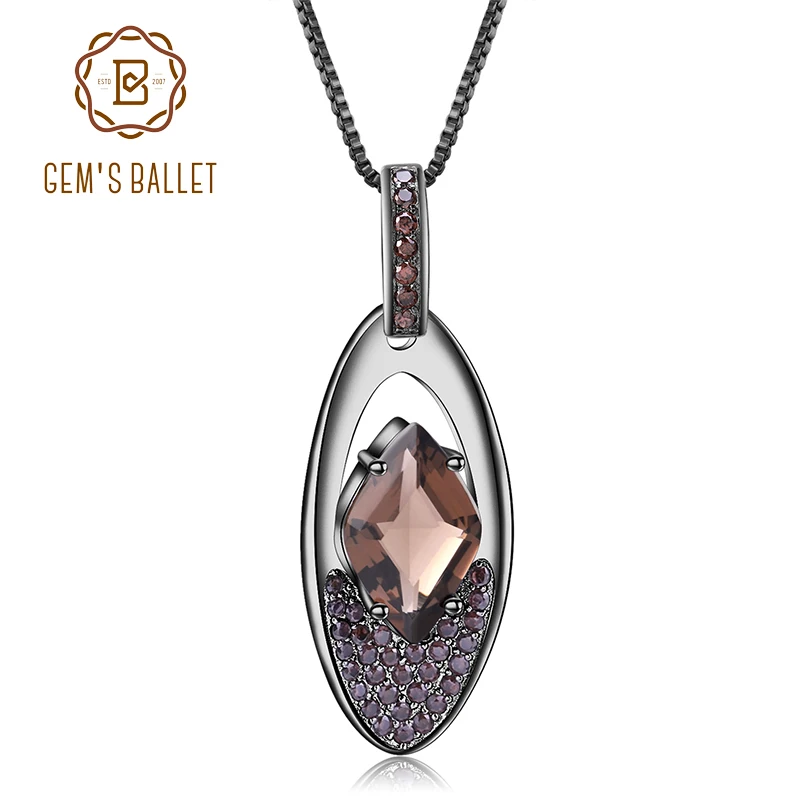 GEM'S BALLET 925 Sterling Silver Gemstone Fine Jewelry Natural Smoky Quartz Vintage Punk Gothic Pendant Necklace for Women
GEM'S BALLET 925 Sterling Silver Gemstone Fine Jewelry Natural Smoky Quartz Vintage Punk Gothic Pendant Necklace for Women