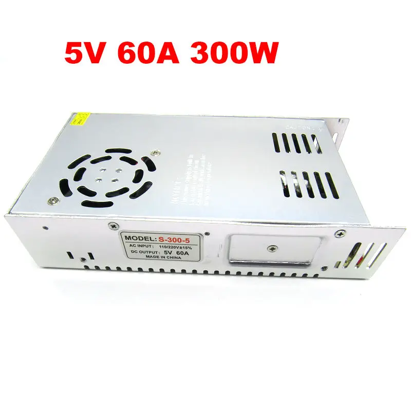 Switching Mode 5V 300W LED Power Supply 5V 60A LED Driver AC90-260V Input AC 110V 220V to 5V Lighting Transformer for LED Light
Switching Mode 5V 300W LED Power Supply 5V 60A LED Driver AC90-260V Input AC 110V 220V to 5V Lighting Transformer for LED Light