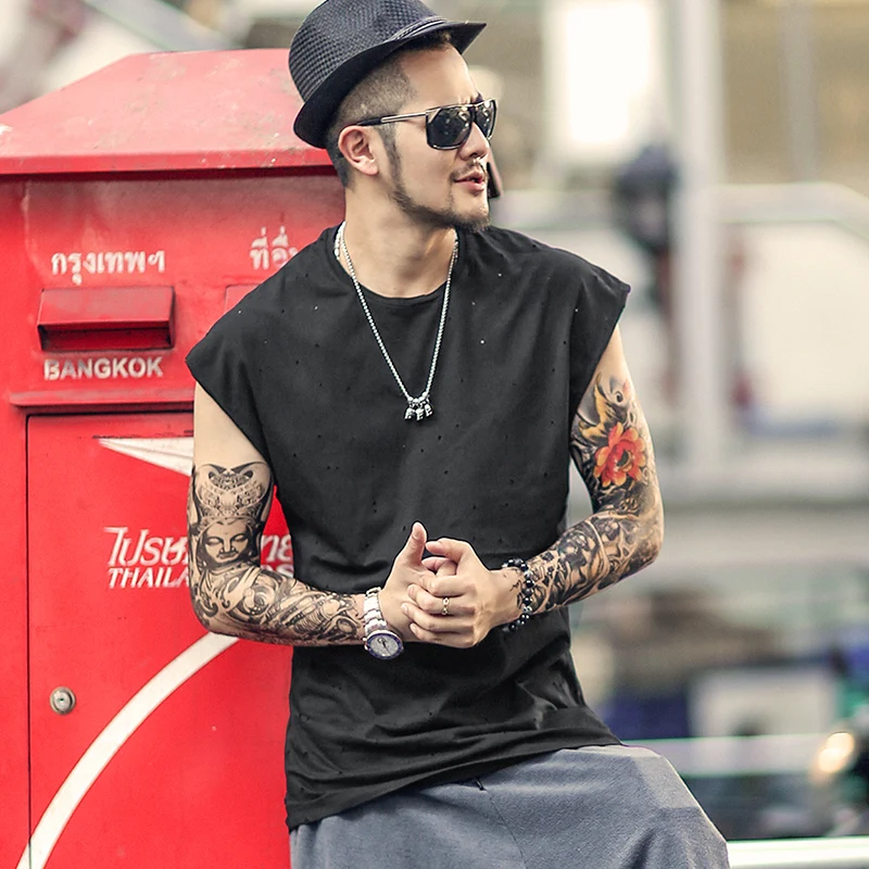 Men's Loose Solid Casual Cotton Ripped Holes Summer Brand Design Tank Tops Men O Neck Wide Shoulder Sleeveless Tank Tops T351
Men's Loose Solid Casual Cotton Ripped Holes Summer Brand Design Tank Tops Men O Neck Wide Shoulder Sleeveless Tank Tops T351