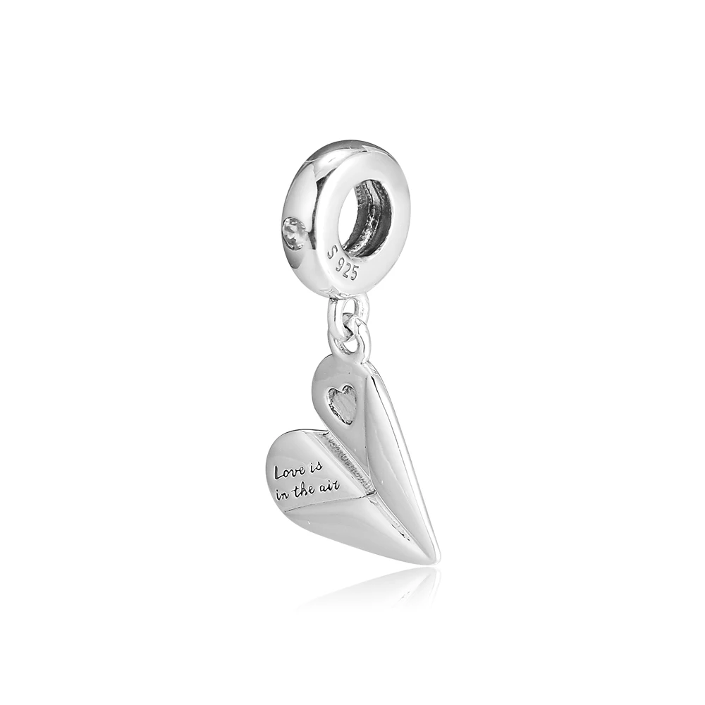 925 Sterling Silver Heart Paper Plane Hanging Charm Fit Original Bangle Bracelet DIY Jewelry 2019 Spring | Украшения и аксессуары
