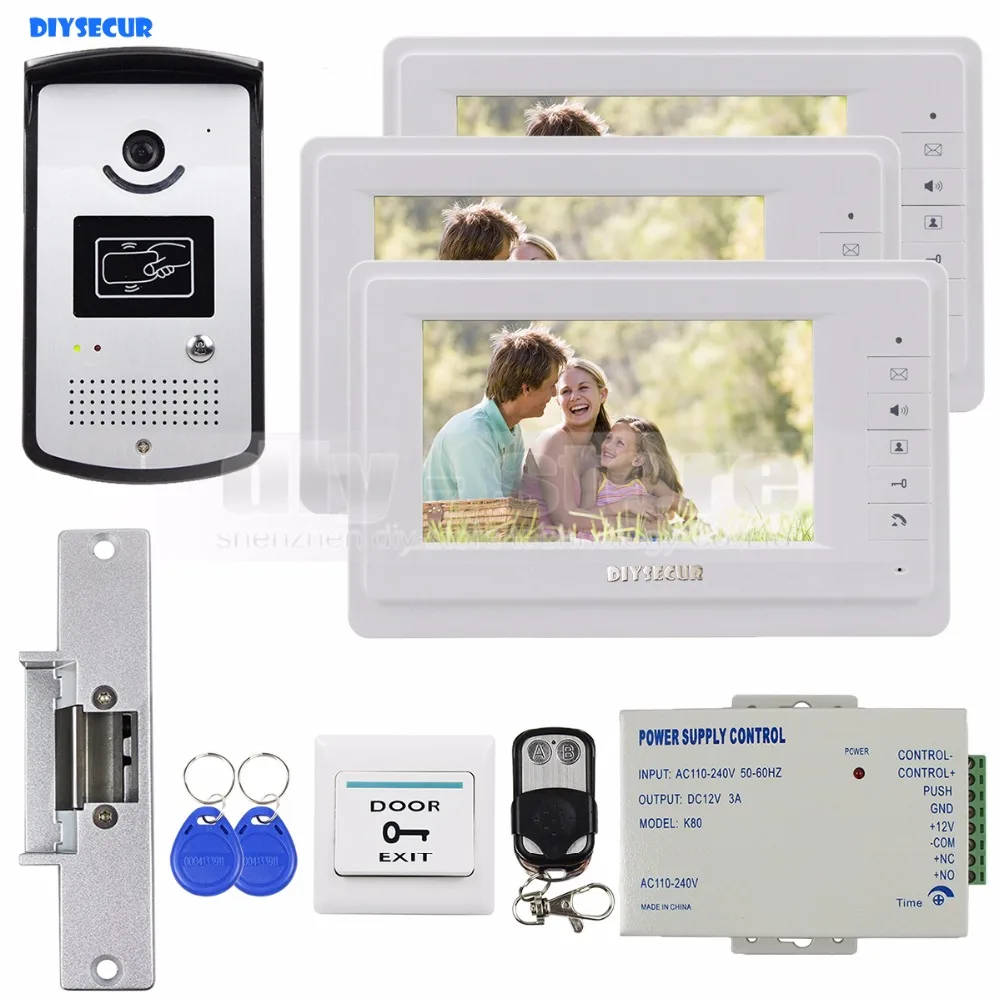 DIYSECUR Video Door Phone Video Intercom Doorbell Camera Monitor Electric Strike Lock RFID Keyfobs 1v3
DIYSECUR Video Door Phone Video Intercom Doorbell Camera Monitor Electric Strike Lock RFID Keyfobs 1v3