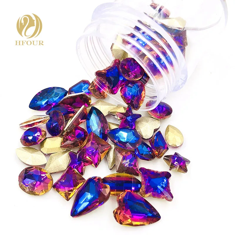 New arrival Purple blue light pointback glass crystal rhinestones for nail decorations Mixed shape Mixed size 20pcs/50pcs
New arrival Purple blue light pointback glass crystal rhinestones for nail decorations Mixed shape Mixed size 20pcs/50pcs