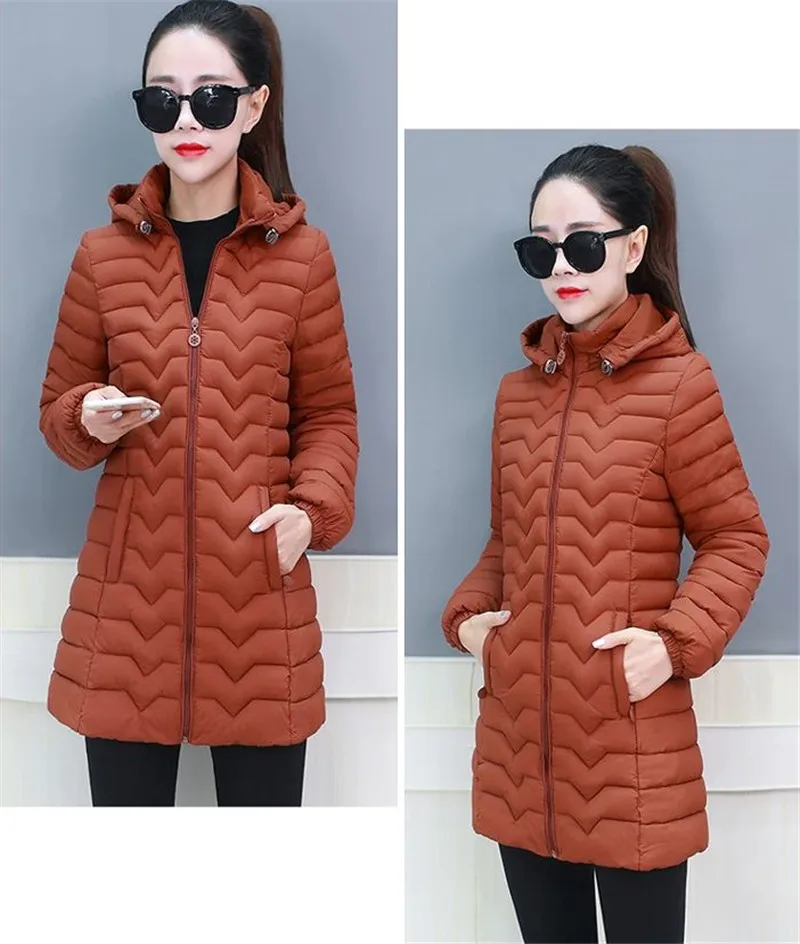 New light Thin Down cotton Jacket Women Autumn Winter loose Warm Cotton Jackets Plus size Womens Casual Hooded Parkas 6XL F748