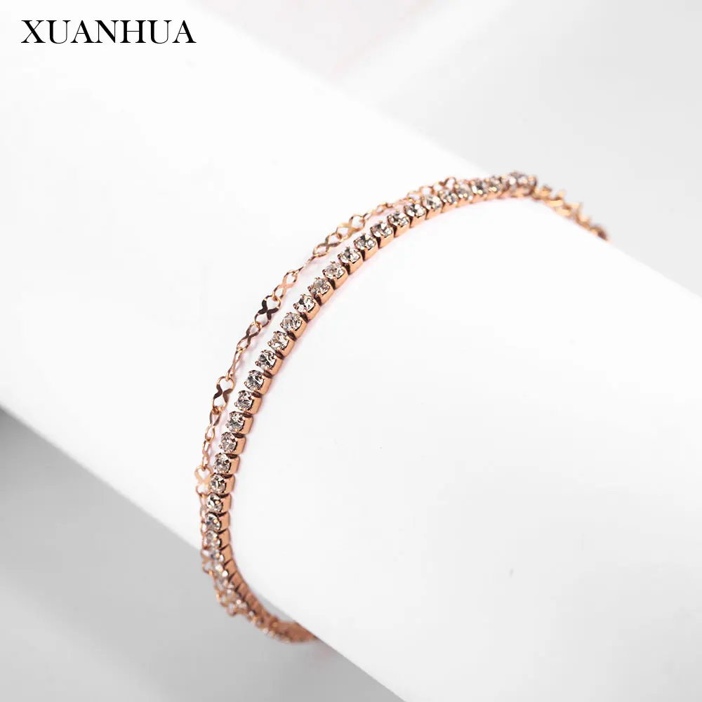 XUANHUA Rose gold Crystal Charm Bracelet Charms Stainless steel Jewelry Woman Fashion Fine jewelry Accessories Gifts for women
XUANHUA Rose gold Crystal Charm Bracelet Charms Stainless steel Jewelry Woman Fashion Fine jewelry Accessories Gifts for women