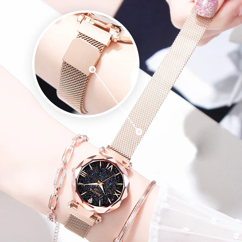 Luxury Rose Gold Women Watches Minimalism Starry sky Magnet Buckle Fashion Casual Female Wristwatch Waterproof Roman Numeral
Luxury Rose Gold Women Watches Minimalism Starry sky Magnet Buckle Fashion Casual Female Wristwatch Waterproof Roman Numeral