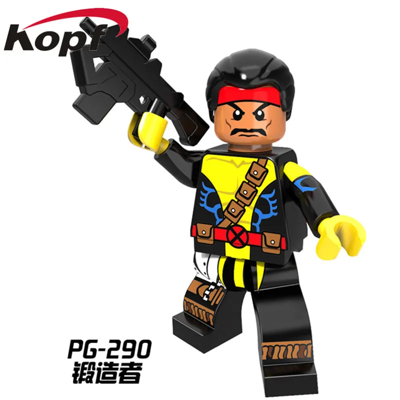 PG290 PG291 PG292 PG293 PG294 PG295 PG296 PG297 Single Sale Building Blocks X-Men Forge Radioactive Man Pyro Domino Omega Union Jack Super Heroes Model Toys for children PG8082