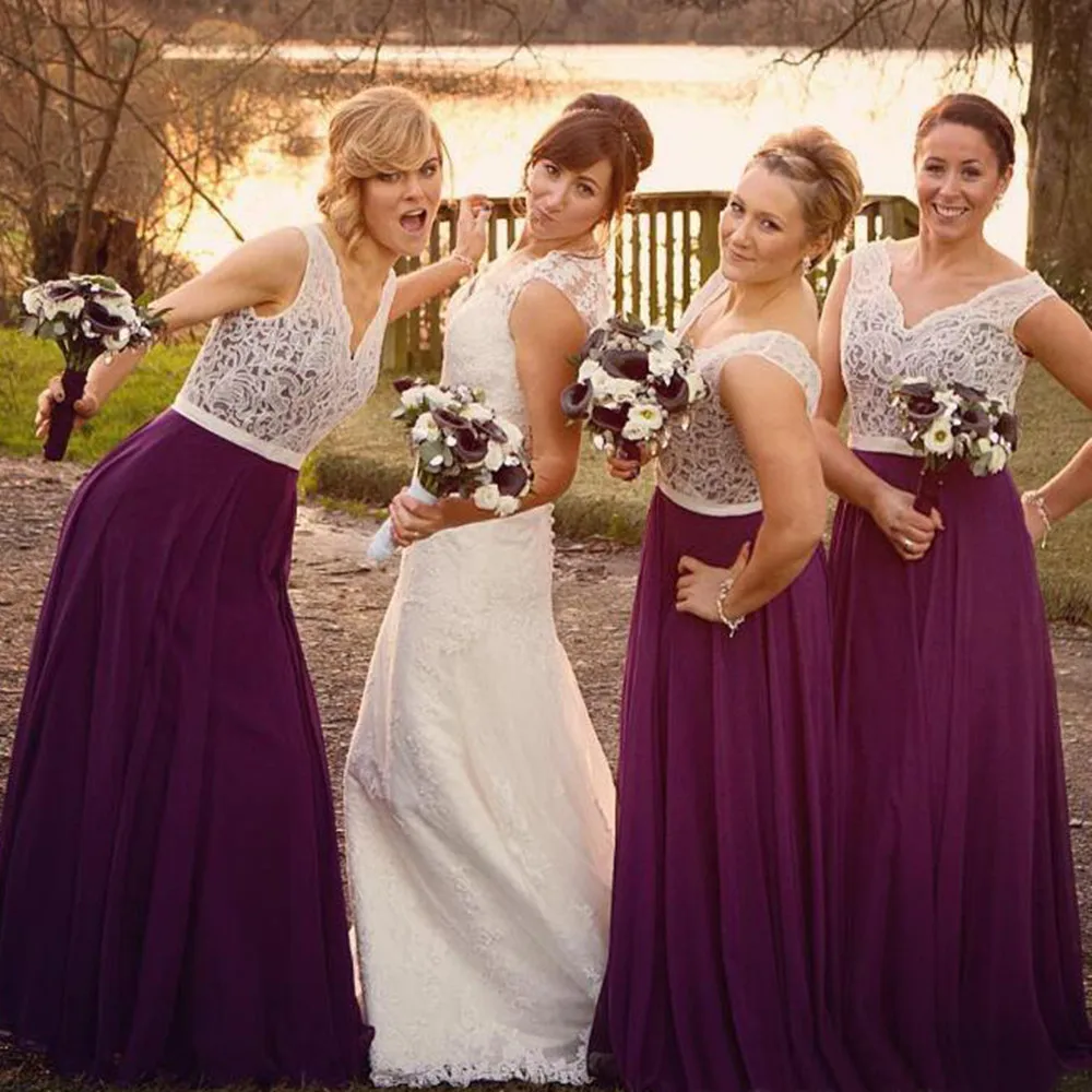 Purple Tulle Long Dresses For Bridesmaid 2019 Elegant White Lace V Neck A Line Floor Length Cheap Wedding Party Gowns Plus Size
Purple Tulle Long Dresses For Bridesmaid 2019 Elegant White Lace V Neck A Line Floor Length Cheap Wedding Party Gowns Plus Size