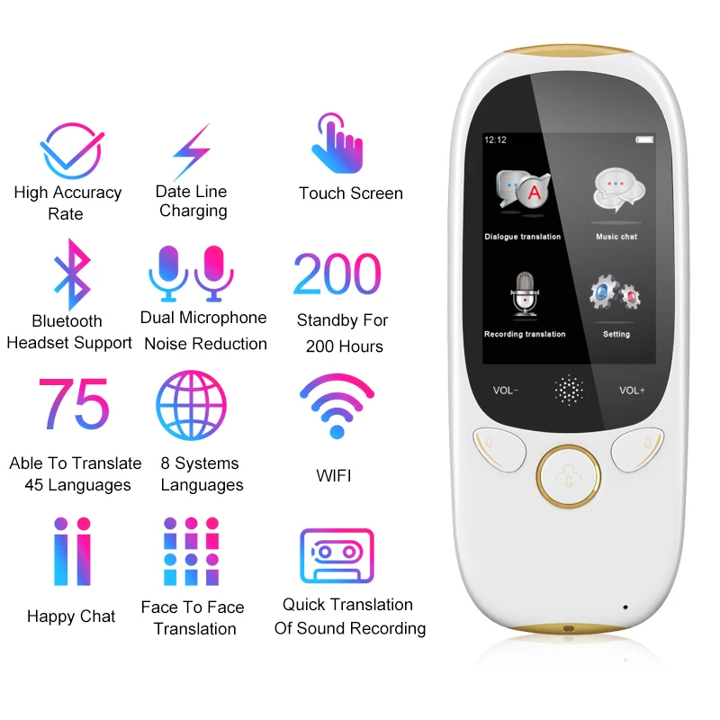 K1 AI Smart Voice Translator Wifi Hospot Handheld Real Time Instant 75 Languages 2.0 Touch Screen 1280mAH Translation
K1 AI Smart Voice Translator Wifi Hospot Handheld Real Time Instant 75 Languages 2.0 Touch Screen 1280mAH Translation