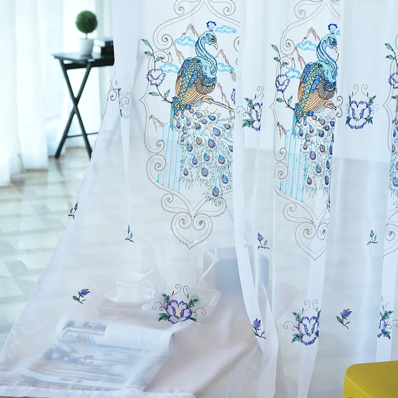 Luxury Embroidered Peacock Birds Cotton Linen Curtains for Living Room Window Treatments White Sheer Tulle for Bedroom Drape
Luxury Embroidered Peacock Birds Cotton Linen Curtains for Living Room Window Treatments White Sheer Tulle for Bedroom Drape