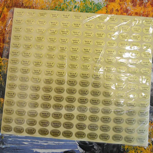 Adhesive Sticker MADE IN CHINA Sticker 13*9 mm 900pcs/lot Gold Color Oval Coated Paper Origin Label Sticker
Adhesive Sticker MADE IN CHINA Sticker 13*9 mm 900pcs/lot Gold Color Oval Coated Paper Origin Label Sticker