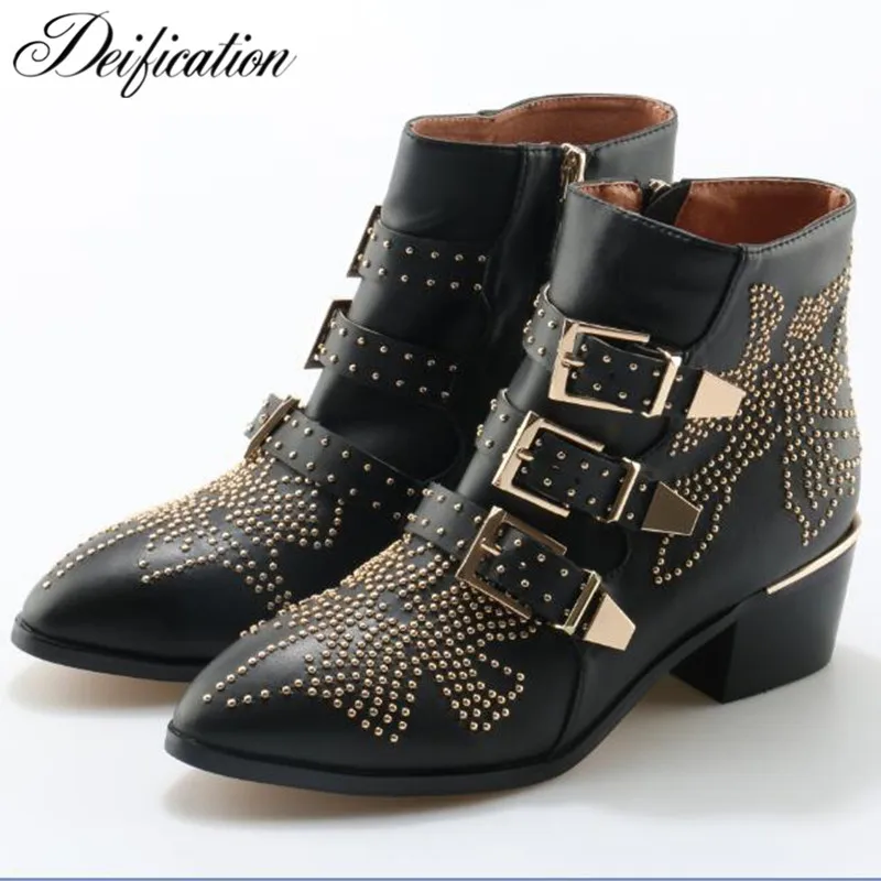 Hand Customized Crystal Studded Susanna Ankle Boots Genuine Leather Winter Shoes Women Chunky Heel Motorcycle Boots botas mujer
Hand Customized Crystal Studded Susanna Ankle Boots Genuine Leather Winter Shoes Women Chunky Heel Motorcycle Boots botas mujer
