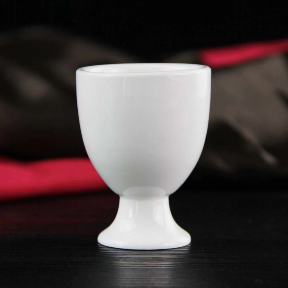 White Porcelain Ceramic Boiled Egg Cup Serving Set Of 4