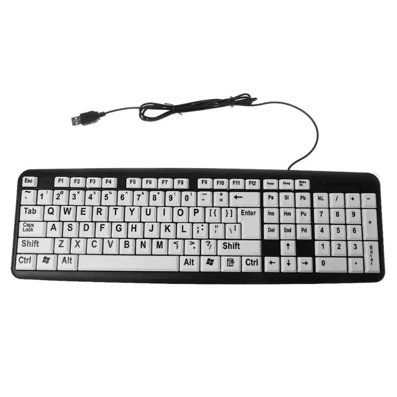 USB Wired PC Computer Game Gaming Keyboard High Contrast Large Print White Keys Black Letter for Old People Elderly Men
USB Wired PC Computer Game Gaming Keyboard High Contrast Large Print White Keys Black Letter for Old People Elderly Men