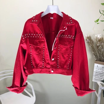 Heavy Industry Rivet Short Jean Jacket Female Long Sleeved Cowboy Jackets Coat Womens Loose Solid Denim Coats Outwear Streetwear
Heavy Industry Rivet Short Jean Jacket Female Long Sleeved Cowboy Jackets Coat Womens Loose Solid Denim Coats Outwear Streetwear
