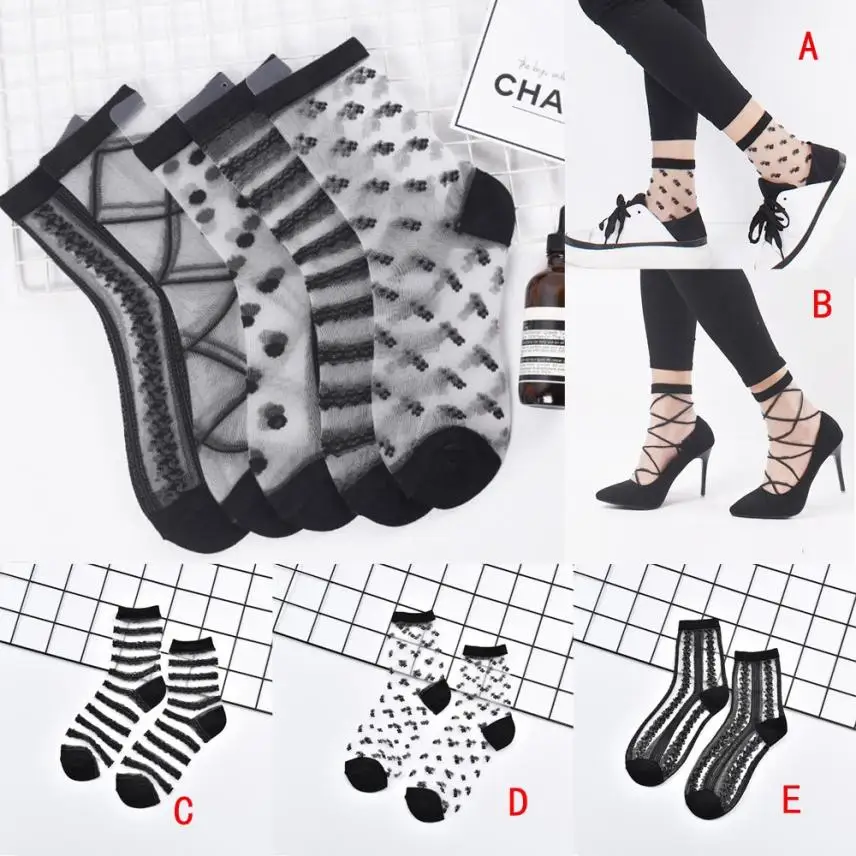NEW Women Ladies Socks Sheer Mesh Glass Silk Socks Hocoks Ultrathin Transparent Crystal Lace Elastic Summer Ankle Sock Meias
NEW Women Ladies Socks Sheer Mesh Glass Silk Socks Hocoks Ultrathin Transparent Crystal Lace Elastic Summer Ankle Sock Meias
