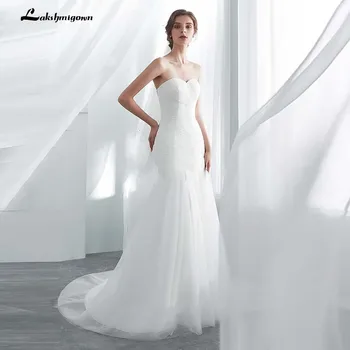 Simple White Ivory Wedding Gown Mermaid Wedding Dress vestido De noiva lace up back
Simple White Ivory Wedding Gown Mermaid Wedding Dress vestido De noiva lace up back