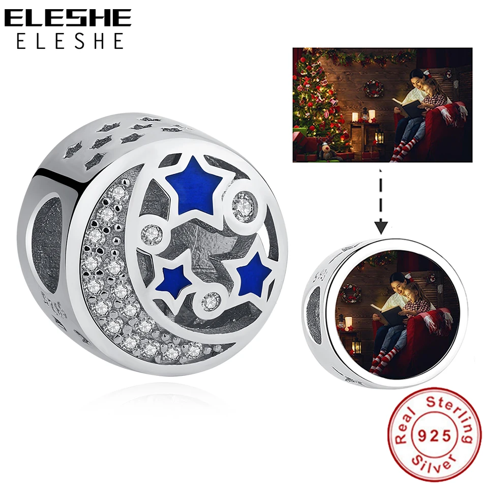 Pure 925 Sterling Silver Custom Photo Charm Crystal Moon Blue Star Beads Fit Original Charm Bracelet Women DIY Making Jewelry
Pure 925 Sterling Silver Custom Photo Charm Crystal Moon Blue Star Beads Fit Original Charm Bracelet Women DIY Making Jewelry