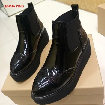 Elastic Band Platform Ankle Boots For Women Slip On Rihanna Creepers Shoes Winter Fashion Ladies Patent Leather Chelsea Boots
Elastic Band Platform Ankle Boots For Women Slip On Rihanna Creepers Shoes Winter Fashion Ladies Patent Leather Chelsea Boots