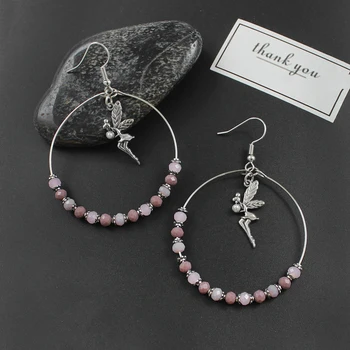 Pink Resin Beads Dream Elf Angel Fairy Earrings Silver Large Circle Earrings Wedding Party Jewelry Gifts For Ladies Girls Aretes
Pink Resin Beads Dream Elf Angel Fairy Earrings Silver Large Circle Earrings Wedding Party Jewelry Gifts For Ladies Girls Aretes