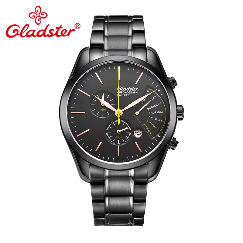 

Gladster Luxury Japan MIYOTA FS60 Calendar Men Business Watch Chronograph Sub Dial Gentlemen Clock Date Quartz Male Wristwatch