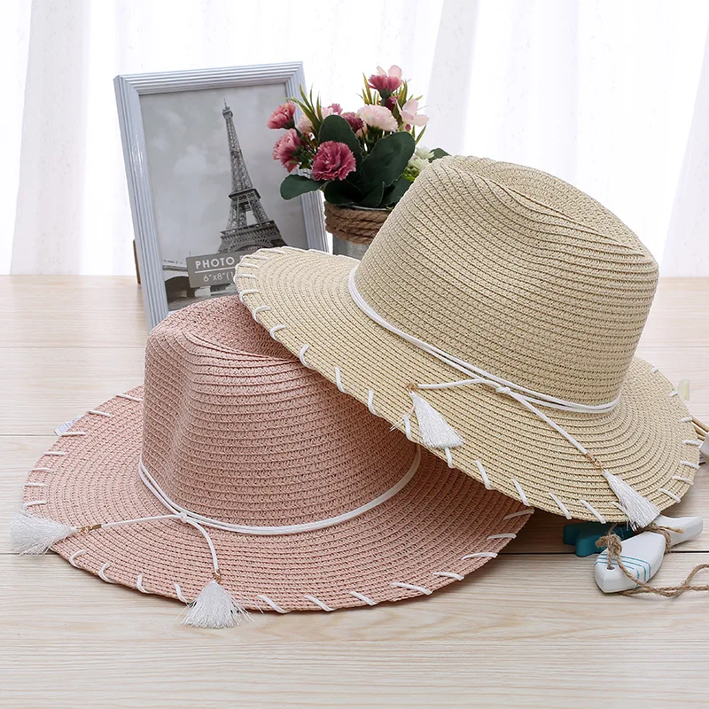 

Summer Floppy Straw Beach Sun Hats Women Sunhats Beach Headwear Wide Brim Panama Hat,chapeau femme paille ete,chapeu feminino