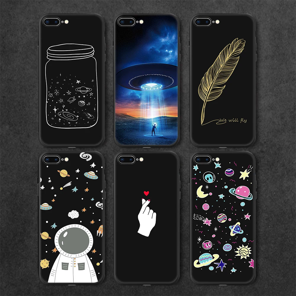 Fashion Space Phone Case For iPhone X 8 7 6 6S Plus 5 5S SE Planet Moon Star spider Silicone Case For iPhone X 8 7 6 6S 5 5S SE