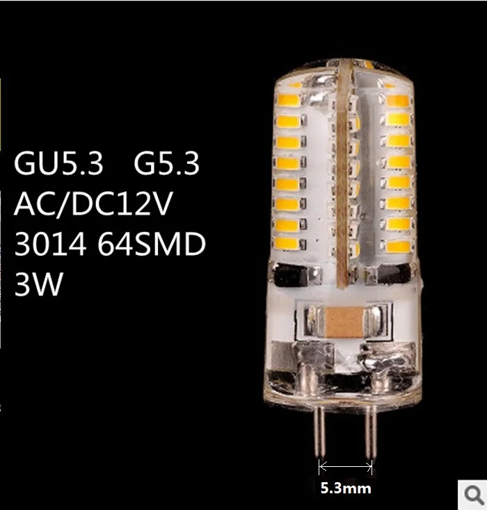 10PCS/LOT LED GU5.3 12V LED G5.3 12V 3014 64SMD LED GU5.3 AC12V LED G5.3 DC12V crystal Light chandelier Spotlight bulb
10PCS/LOT LED GU5.3 12V LED G5.3 12V 3014 64SMD LED GU5.3 AC12V LED G5.3 DC12V crystal Light chandelier Spotlight bulb