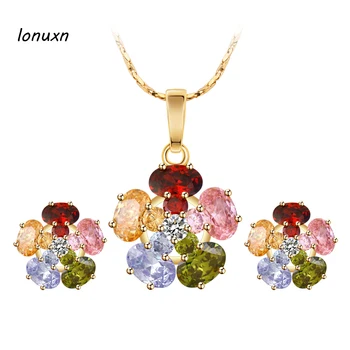 2 colors 2017 new Colorful flowers AAA Zircon tourmaline Necklace + earrings Women jewelry set accessories girls lovers gift
2 colors 2017 new Colorful flowers AAA Zircon tourmaline Necklace + earrings Women jewelry set accessories girls lovers gift